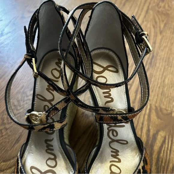 Sam Edelman Leopard Print Wedge Platform Sandals, size 7.5 - Picture 8 of 8